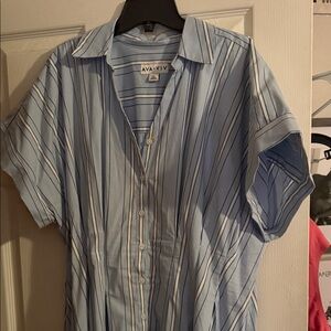 Ava & Viv Light Blue Striped Casual Shirt